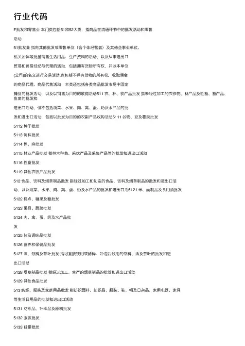 行业代码——精选推荐