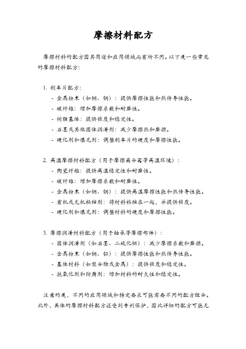 摩擦材料配方