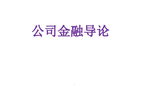 1 公司金融导论