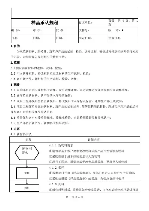样品承认规程