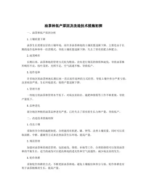 油茶林低产原因及改造技术措施初探