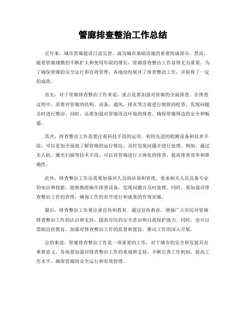 管廊排查整治工作总结