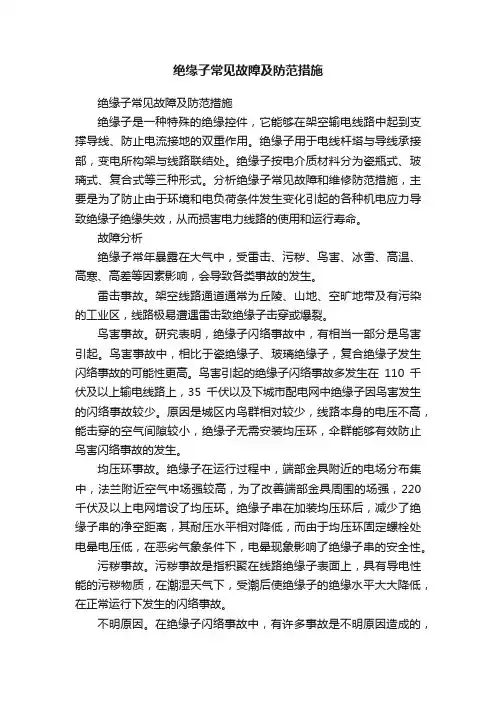绝缘子常见故障及防范措施