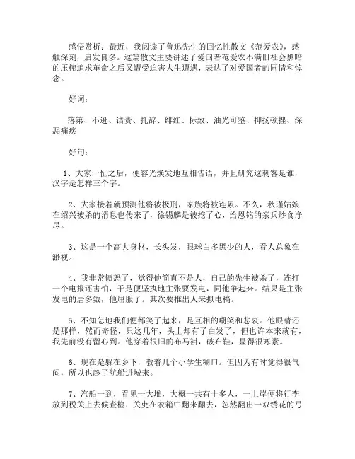《红星照耀中国》读书笔记好词好句摘抄加感悟赏析