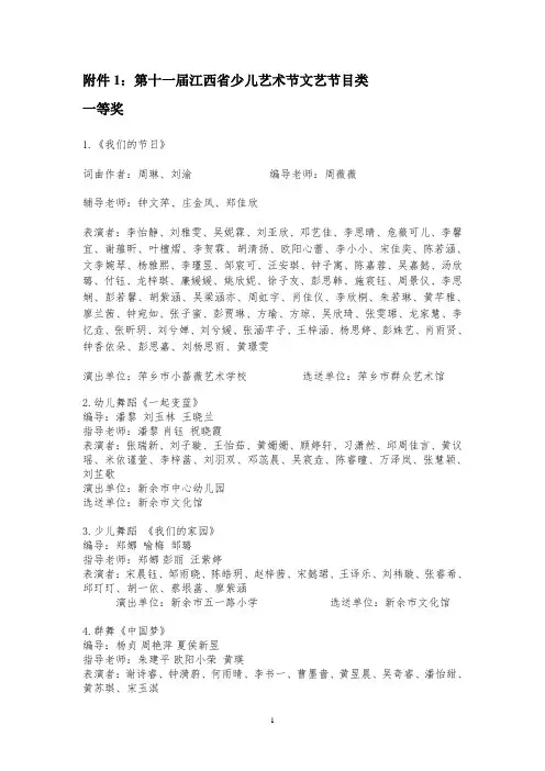 江西少儿艺术节文艺节目类