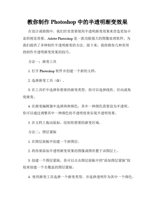 教你制作 Photoshop 中的半透明渐变效果