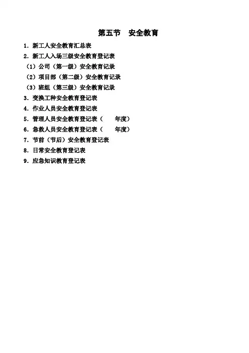 房建、道路安全管理资料--三级安全教育表格.doc