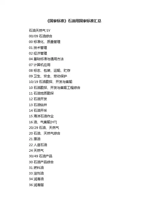 《国家标准》石油用国家标准汇总