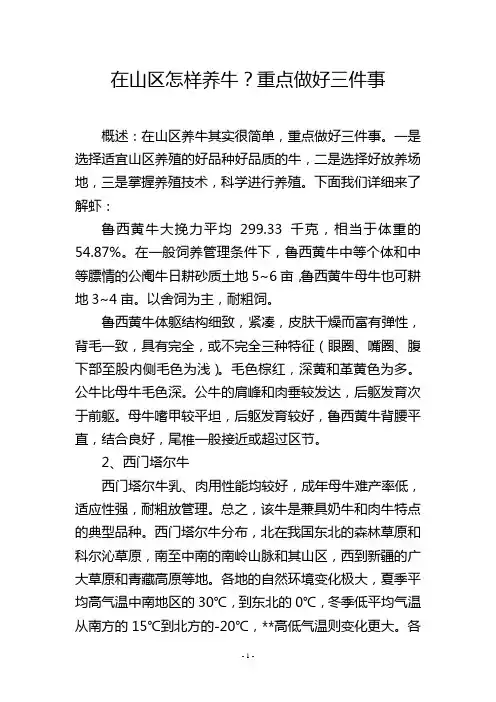 在山区怎样养牛？重点做好三件事