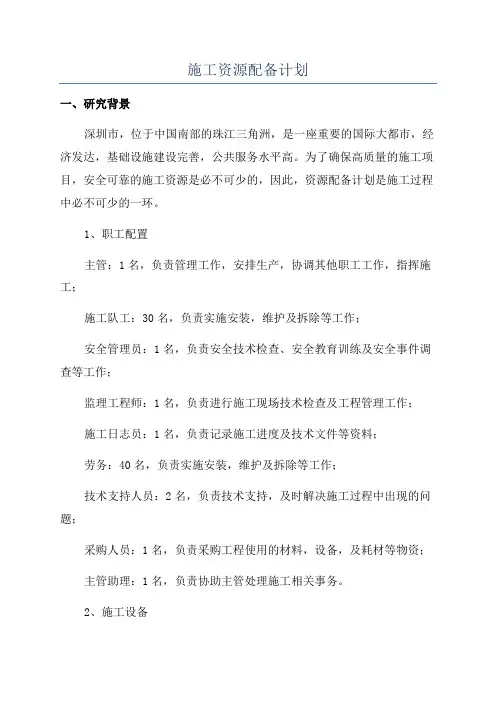 施工资源配备计划