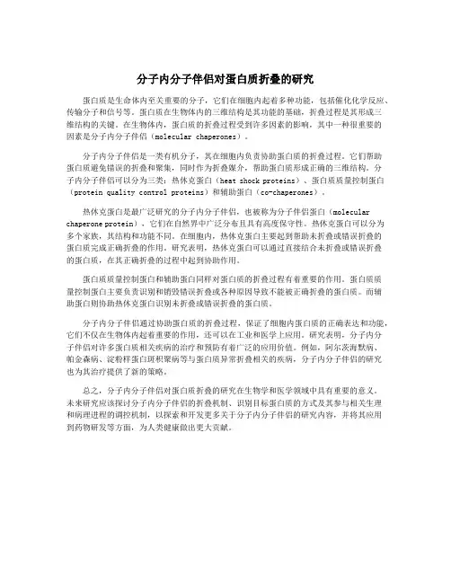 分子内分子伴侣对蛋白质折叠的研究