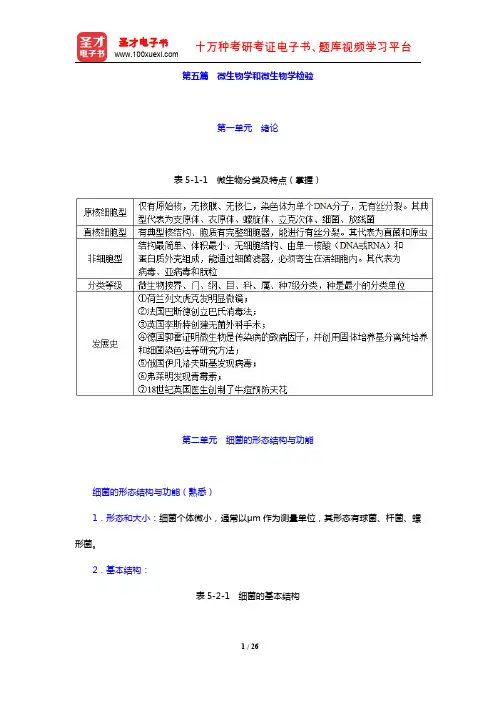 2020年全国卫生专业技术资格考试《临床医学检验技术(中级)考试》的考点手册(第五篇 微生物学和微生