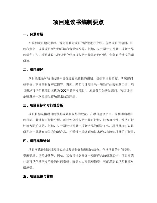项目建议书编制要点