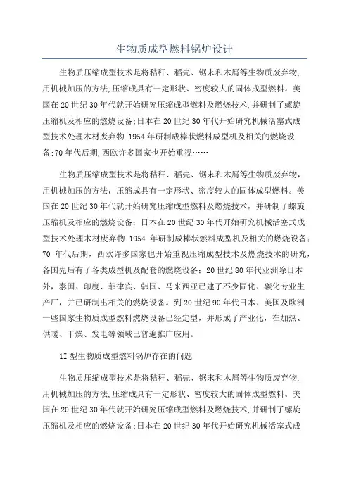 生物质成型燃料锅炉设计