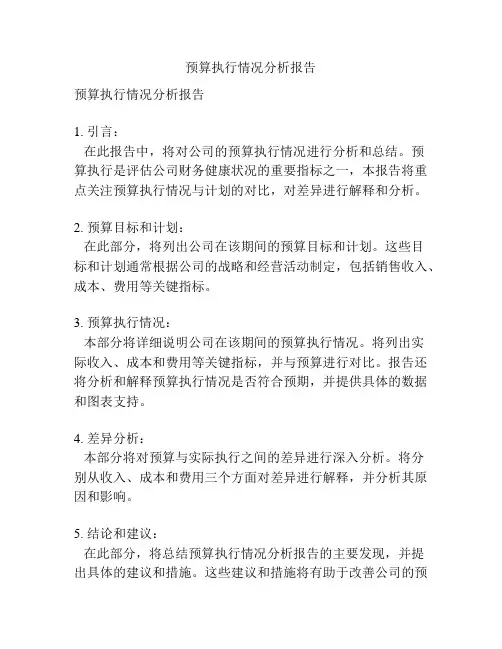预算执行情况分析报告