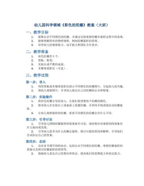 幼儿园科学领域《彩色的陀螺》教案(大班)