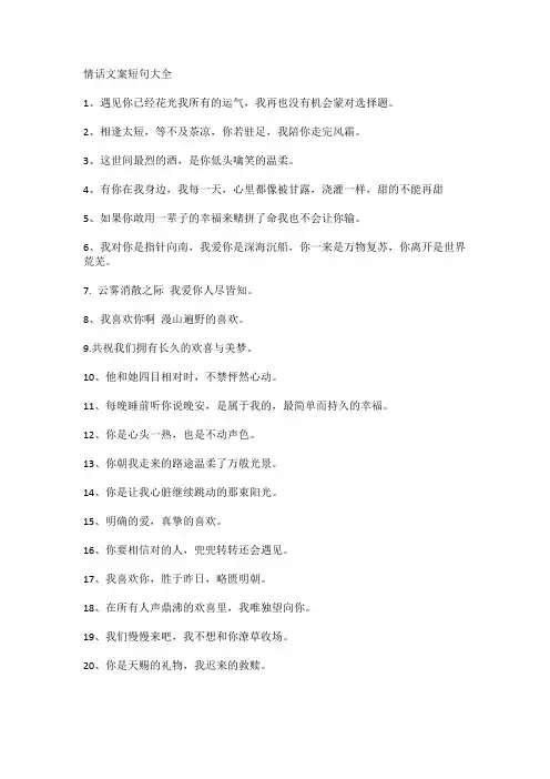 情话文案短句大全