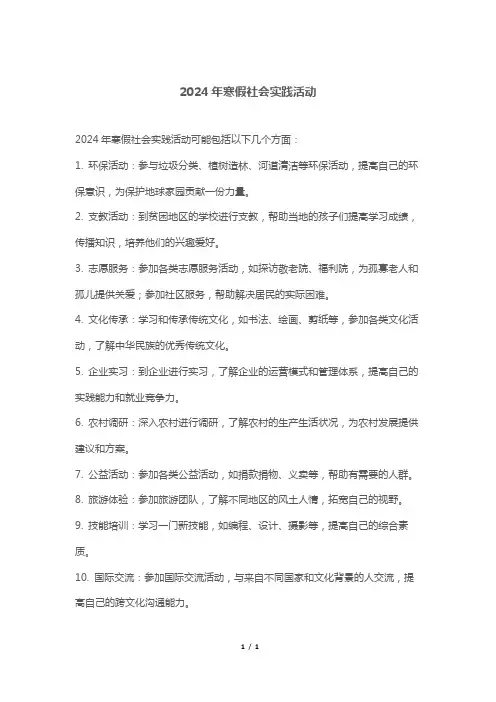 2024年寒假社会实践活动