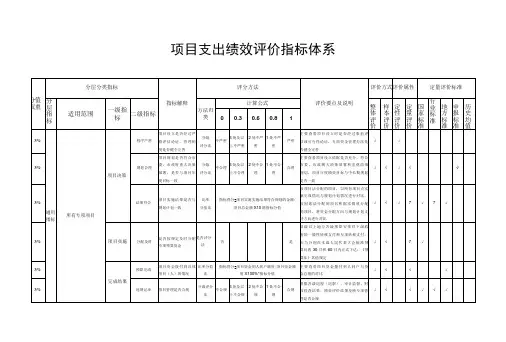 项目支出绩效评价指标体系