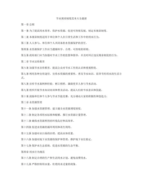 节水规章制度范本大全最新