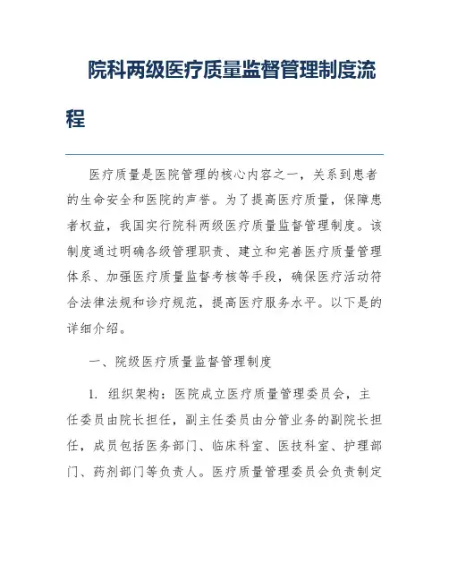 院科两级医疗质量监督管理制度流程