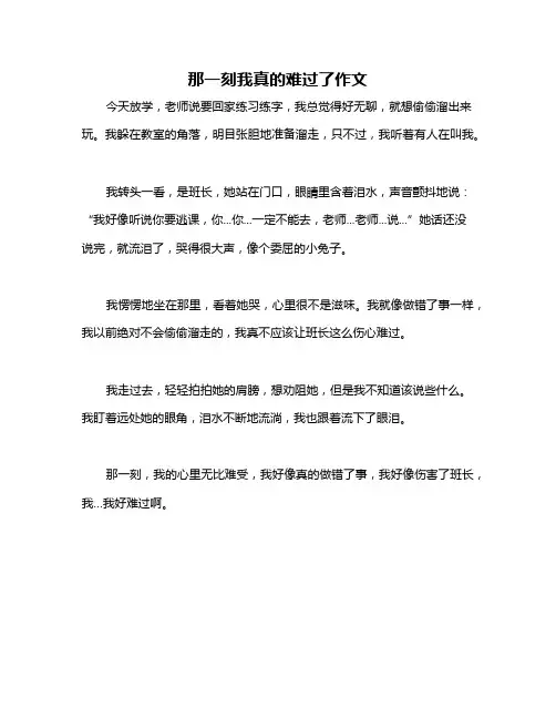 那一刻我真的难过了作文