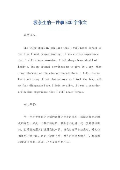 我亲生的一件事500字作文