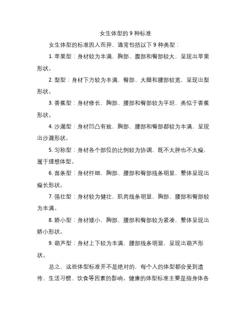 女生体型的9种标准