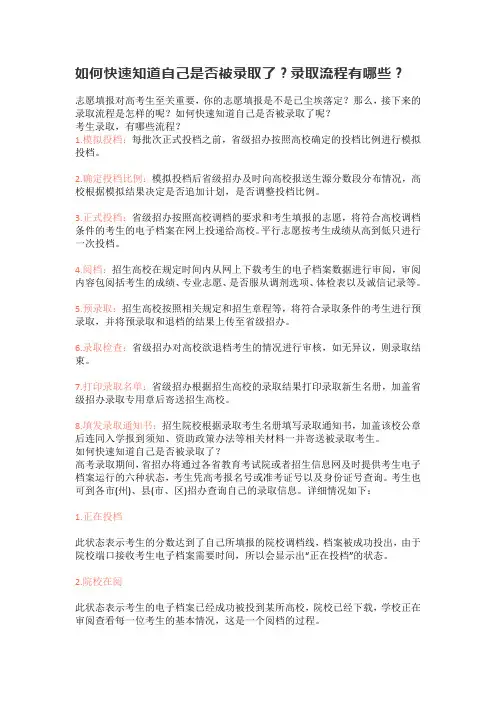 如何快速知道自己是否被录取了？录取流程有哪些？