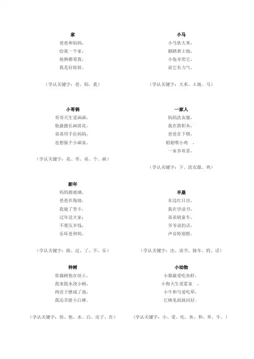 一年级 识字歌(拼音部分)