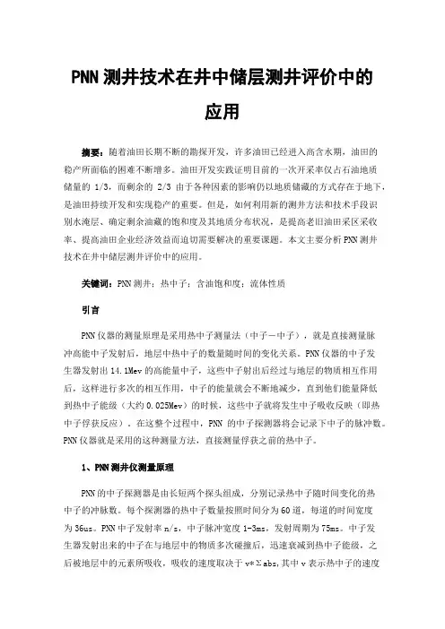 PNN测井技术在井中储层测井评价中的应用