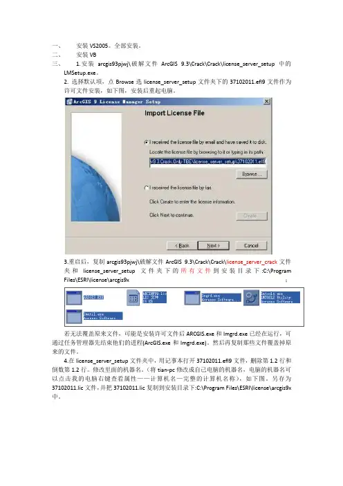 GIS二次开发软件安装过程及说明