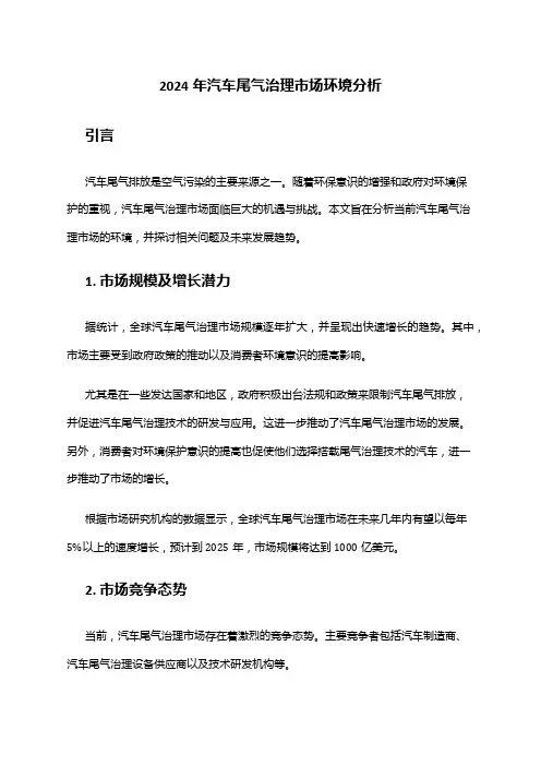 2024年汽车尾气治理市场环境分析