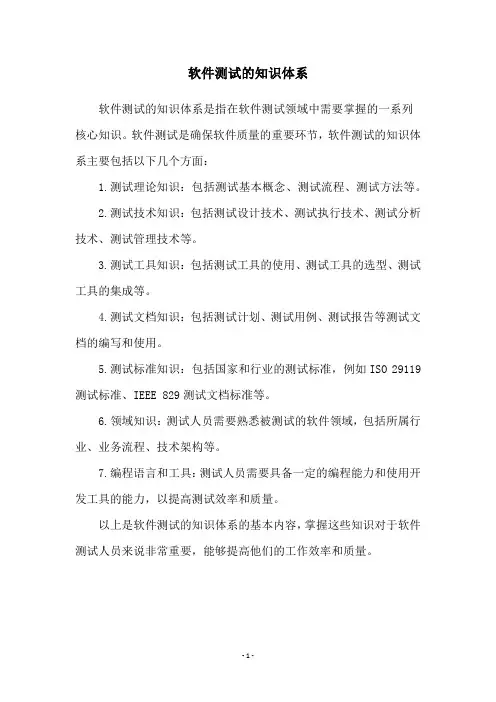 软件测试的知识体系