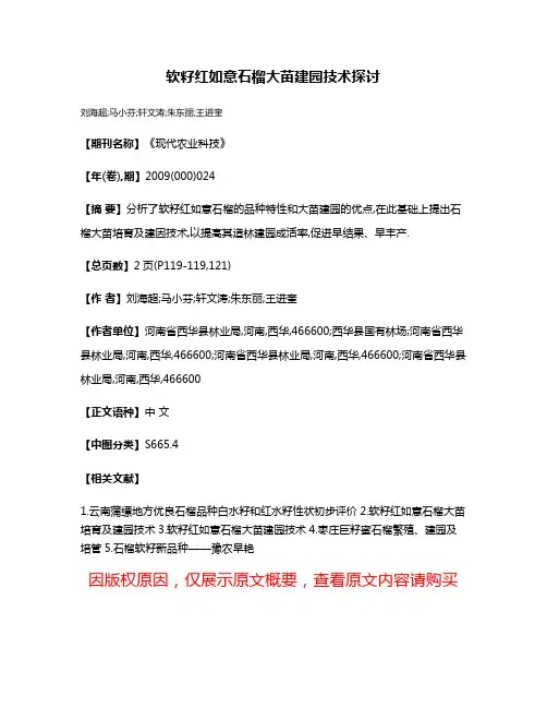 软籽红如意石榴大苗建园技术探讨