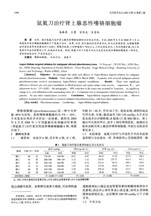 氩氦刀治疗肾上腺恶性嗜铬细胞瘤