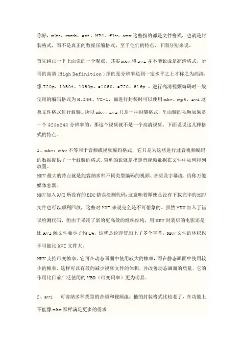 高清视频格式详解