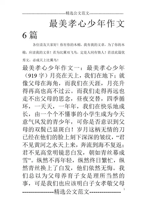 最美孝心少年作文6篇