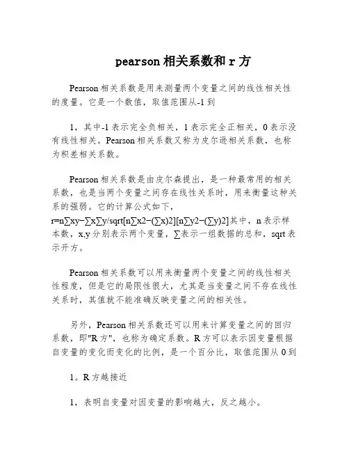 pearson相关系数和r方