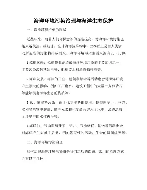 海洋环境污染治理与海洋生态保护