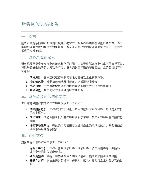 财务风险评估报告