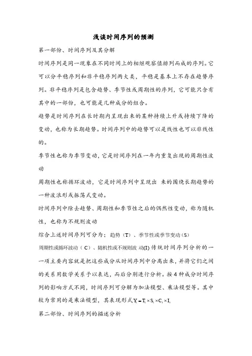 浅谈时间序列的预测(知识点总结)
