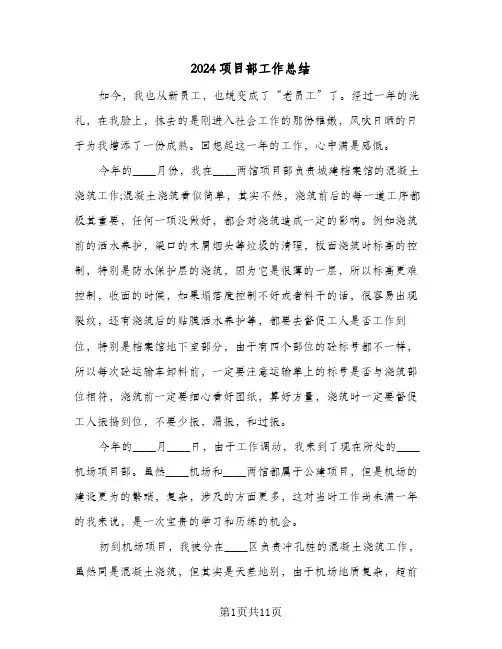 2024项目部工作总结（4篇）