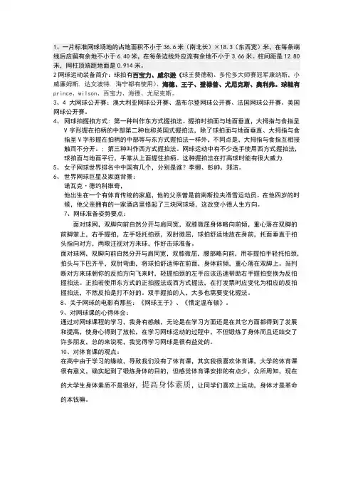网球运动装备简介