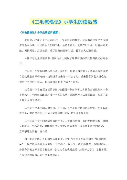 《三毛流浪记》小学生的读后感