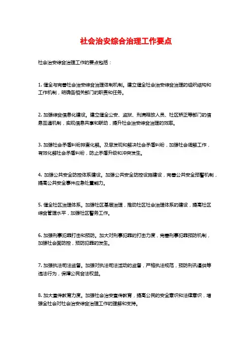 社会治安综合治理工作要点