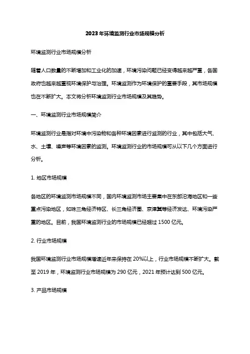 2023年环境监测行业市场规模分析