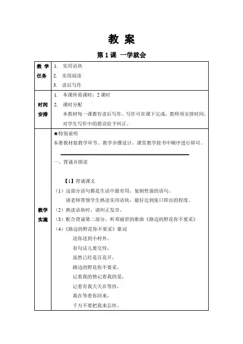 《发展汉语(第二版)初级读写Ⅱ》全套教案