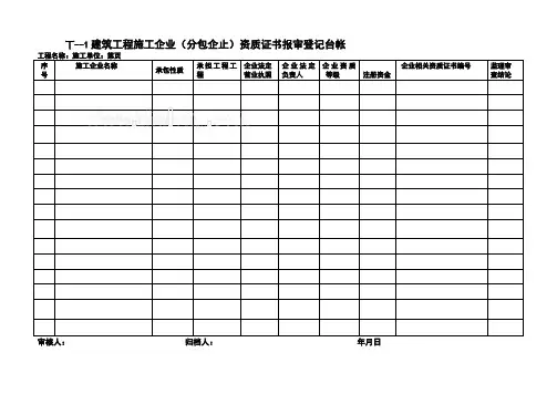 工程项目监理常用台账记录表格