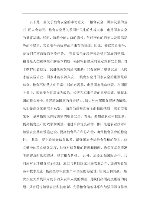 关于粮食安全申论范文